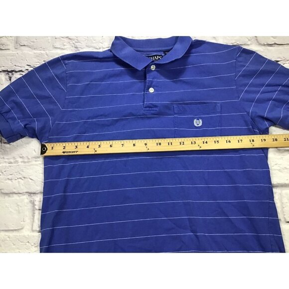 Chaps Mens Striped Polo Shirt Short Sleeve Blue White Stripe Size Medium - Picture 5 of 5